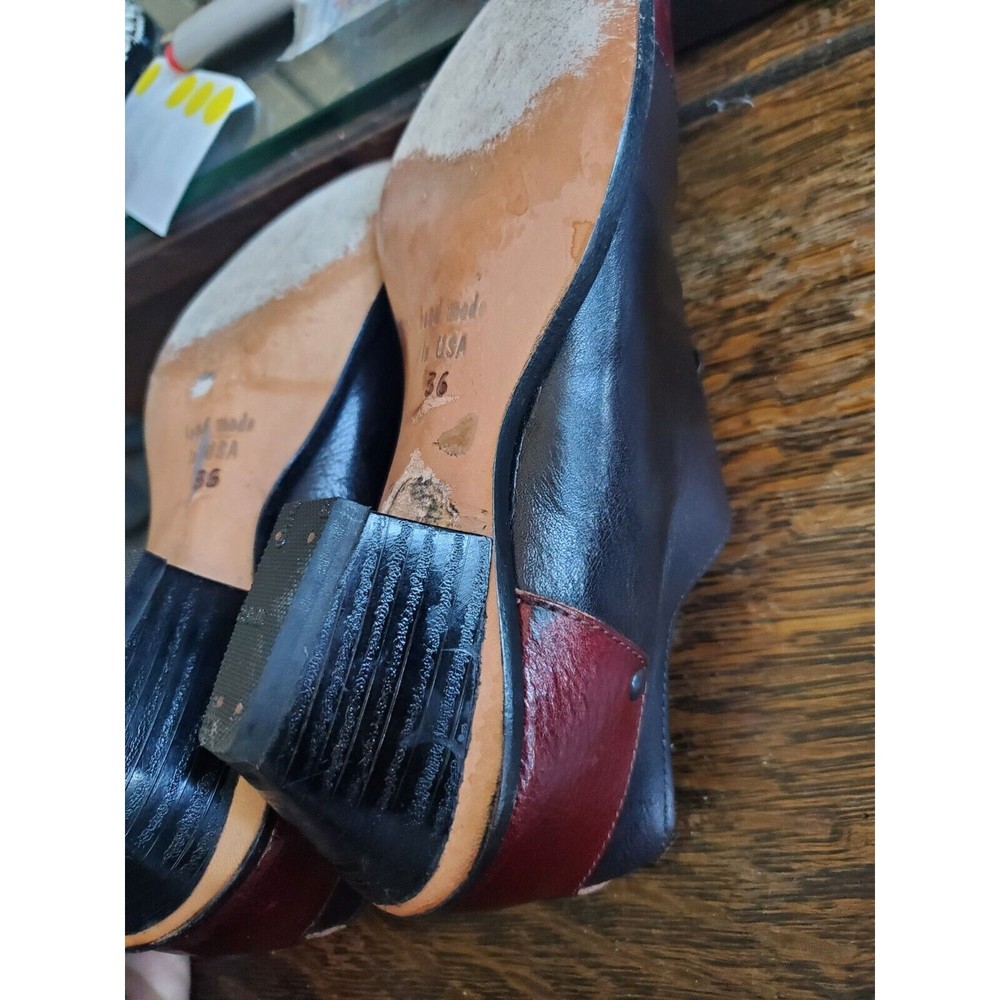 Cydwoq Hand Made Vintage USA Black & Red Lace-up Derby Shoes Size 36 - Picture 2 of 15